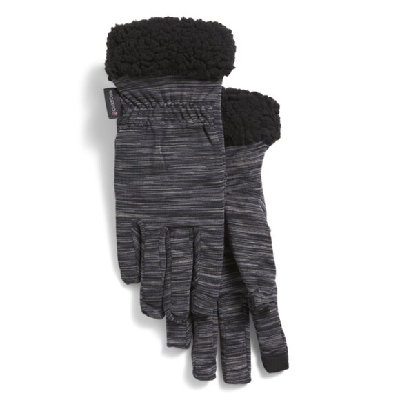 CUDDL DUDS Black Stripe Jersey Gloves With Cloud Sherpa Cuffs - Picture 1 of 1